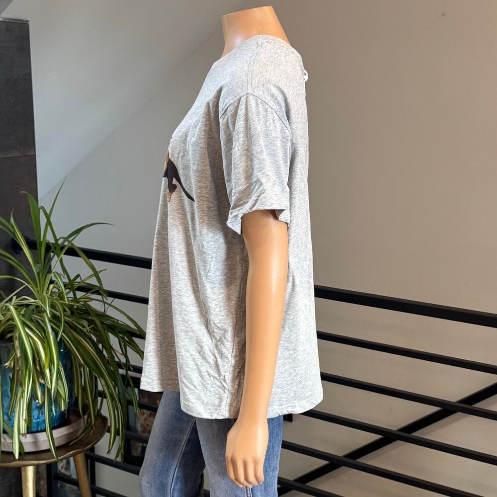 NWT Aelfric Eden Dachshund Off The Shoulder Graphic Tee Grey Size S - Picture 8 of 13